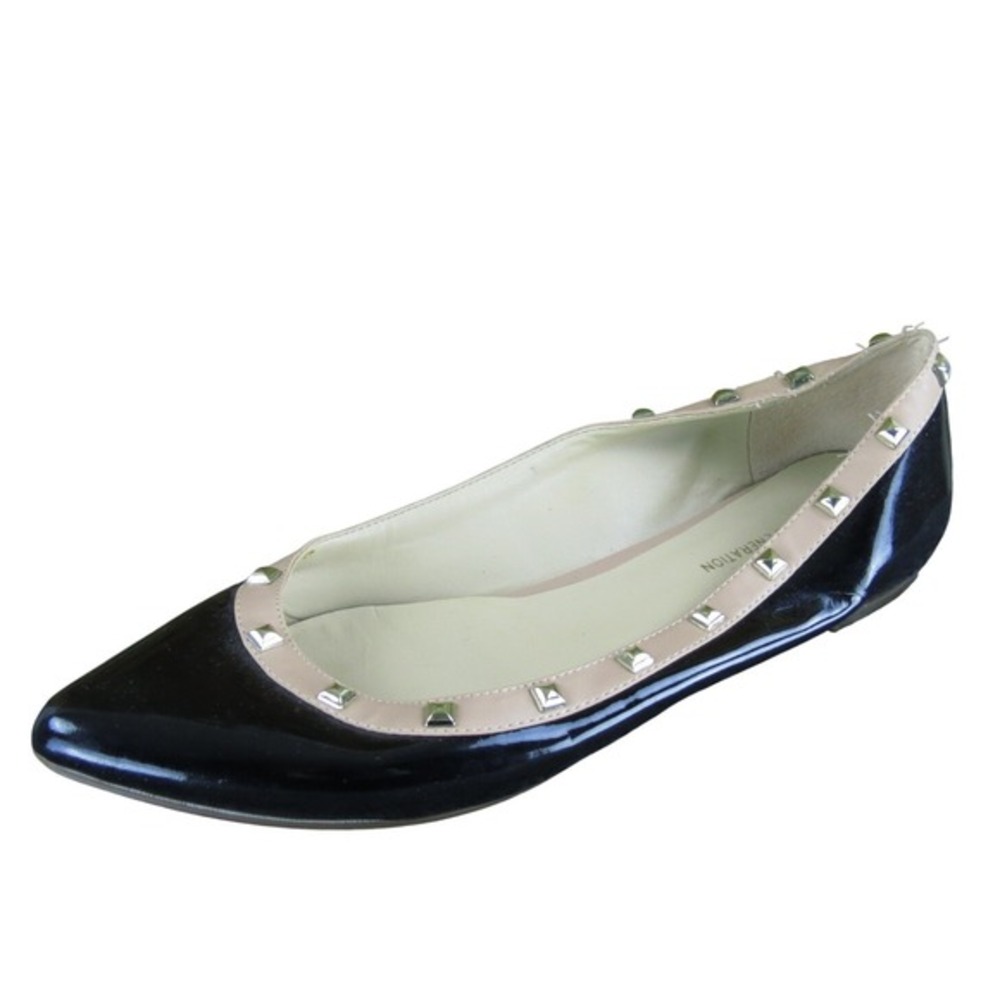 BCBGeneration Pl-Ana-X Flat Synthetic Womens Size‎ 7.5 Black Studded Pointed Toe